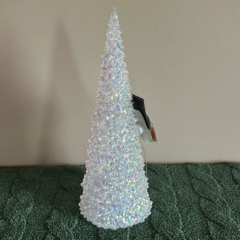 Christian Siriano Iridescent Christmas Tree 🌲 Light Up White Shimmer Shine NEW